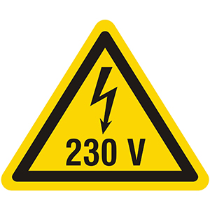 Gefahr durch Elektrizität 230V