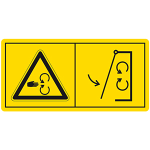 Warning Labels: Close Protective Equipment Before Commissioning Maschine