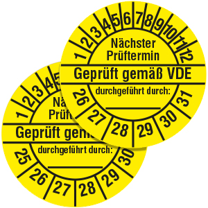 Electrical Inspection Labels: Nächster Prüftermin - Gemäß VDE - on Roll - View Assortment