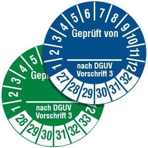 Inspection Date Labels: Geprüft von ... nach DGUV Vorschrift 3 - on Roll - View Assortment