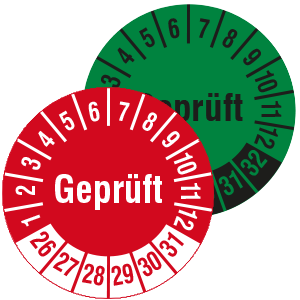 Inspection Labels: "Geprüft" - View Assortment