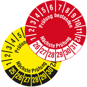 Inspection Date Labels: Prüfung bestanden - Nächste Prüfung - on Roll - View Assortment