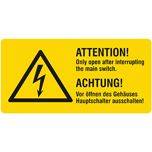 Achtung! Nur nach Ausschalten des Hauptschalters öffnen