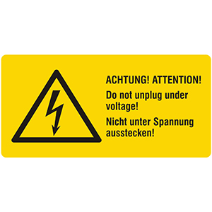 Achtung: Nicht unter Spannung ausstecken