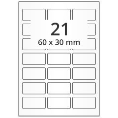polyester labels, transparent, 60 x 30 mm