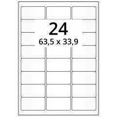 polyethylene foil labels, white, 64 x 34 mm
