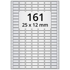 polyester labels, silver, 25 x 12 mm