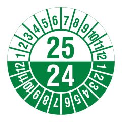 inspection date label, several years, 2024-2025, polyethylene foil, Ø 30 mm - View Product