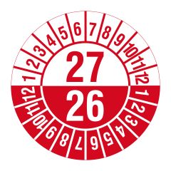 inspection date label, several years, 2026-2027, polyethylene foil, Ø 30 mm - View Product