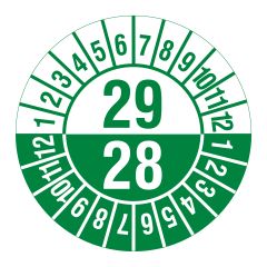 inspection date label, several years, 2028-2029, polyethylene foil, Ø 30 mm - View Product