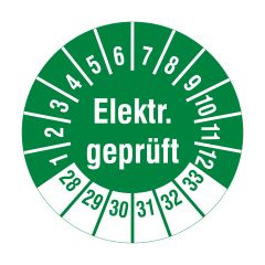 electrical inspection label, 2028-2033, polyethylene foil, Ø 20 mm - View Product
