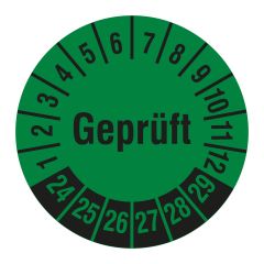 inspection label 'Geprüft', 2024-2029, polyethylene foil, Ø 20 mm - View Product