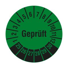 inspection label 'Geprüft', 2025-2030, polyethylene foil, Ø 20 mm - View Product
