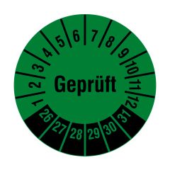 inspection label 'Geprüft', 2026-2031, polyethylene foil, Ø 20 mm - View Product