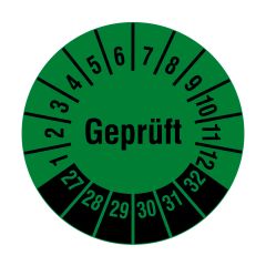 inspection label 'Geprüft', 2027-2032, polyethylene foil, Ø 20 mm - View Product
