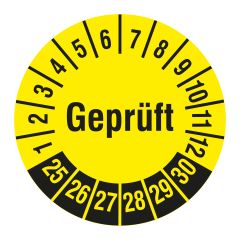 inspection label 'Geprüft', 2025-2030, polyethylene foil, Ø 30 mm - View Product
