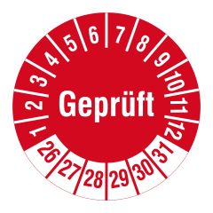 inspection label 'Geprüft', 2026-2031, polyethylene foil, Ø 30 mm - View Product