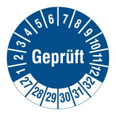 inspection label 'Geprüft', 2027-2032, polyethylene foil, Ø 30 mm - View Product