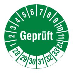 inspection label 'Geprüft', 2028-2033, polyethylene foil, Ø 30 mm - View Product