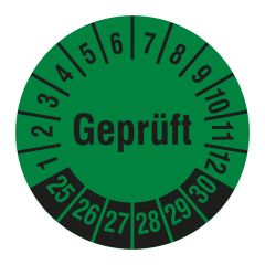 inspection label 'Geprüft', 2025-2030, polyethylene foil, Ø 30 mm - View Product