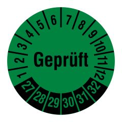 inspection label 'Geprüft', 2027-2032, polyethylene foil, Ø 30 mm - View Product