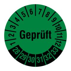 inspection label 'Geprüft', 2028-2033, polyethylene foil, Ø 30 mm - View Product