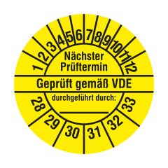 electrical inspection label, 2028-2033, polyethylene foil, Ø 20 mm - View Product