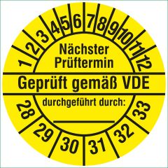 electrical inspection label, 2028-2033, polyethylene foil, Ø 30 mm - View Product