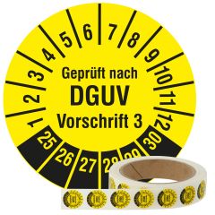 DGUV inspection label, 2025-2030, polyethylene foil, Ø 20 mm - View Product
