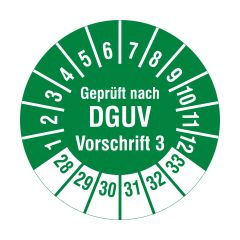DGUV inspection label, 2028-2033, polyethylene foil, Ø 20 mm - View Product