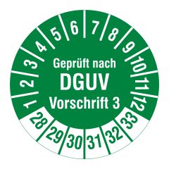 DGUV inspection label, 2028-2033, polyethylene foil, Ø 30 mm - View Product