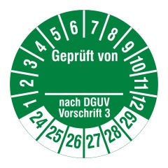 DGUV inspection label, 2024-2029, polyethylene foil, Ø 30 mm DGUV inspection label, 2024-2029, polyethylene foil, Ø 30 mm - View Product