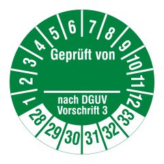 DGUV inspection label, 2028-2033, polyethylene foil, Ø 30 mm - View Product