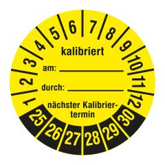 inspection label 'Kalibriert am / durch / nächster Termin', 2025-2030, polyethylene foil, Ø 30 mm - View Product