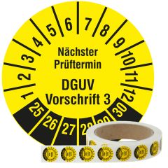 DGUV inspection label, 2025-2030, polyethylene foil, Ø 20 mm - View Product