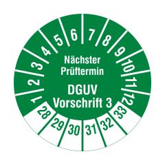 DGUV inspection label, 2028-2033, polyethylene foil, Ø 20 mm - View Product