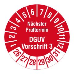 DGUV inspection label, 2026-2031, polyethylene foil, Ø 30 mm - View Product
