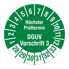 DGUV inspection label, 2028-2033, polyethylene foil, Ø 30 mm - View Product