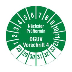 DGUV Prüfplakette, 2028-2033, Polyethylen, Ø 20 mm - Zum Produkt