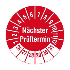 inspection label 'Nächster Prüftermin', 2026-2031, polyethylene foil, Ø 20 mm - View Product