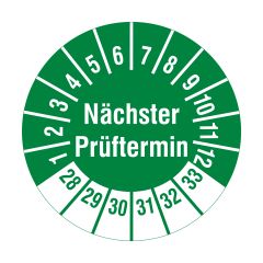 inspection label 'Nächster Prüftermin', 2028-2033, polyethylene foil, Ø 20 mm - View Product