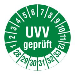 UVV inspection label, 2028-2033, polyethylene foil, Ø 30 mm - View Product