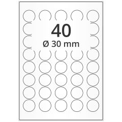 Polyester Etiketten, weiß, Ø 30 mm - Zum Produkt