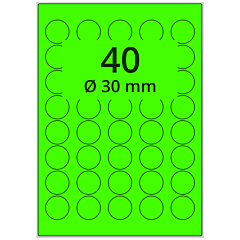 fluorescent paper labels, bright green, Ø 30 mm - View Product