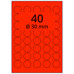 fluorescent paper labels, bright red, Ø 30 mm - View Product