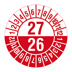 inspection date label, several years, 2026-2027, polyethylene foil, Ø 30 mm - View Product