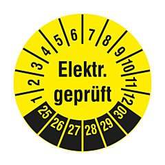 electrical inspection label, 2025-2030, polyethylene foil, Ø 20 mm - View Product