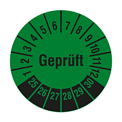 Prüfplakette 'Geprüft', 2025-2030, Polyethylen, Ø 20 mm - Zum Produkt