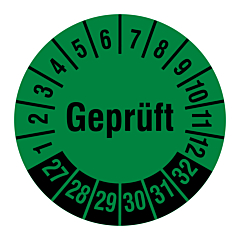 Prüfplakette 'Geprüft', 2027-2032, Polyethylen, Ø 30 mm - Zum Produkt