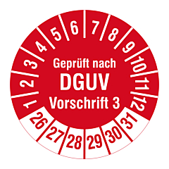 DGUV inspection label, 2026-2031, polyethylene foil, Ø 30 mm - View Product